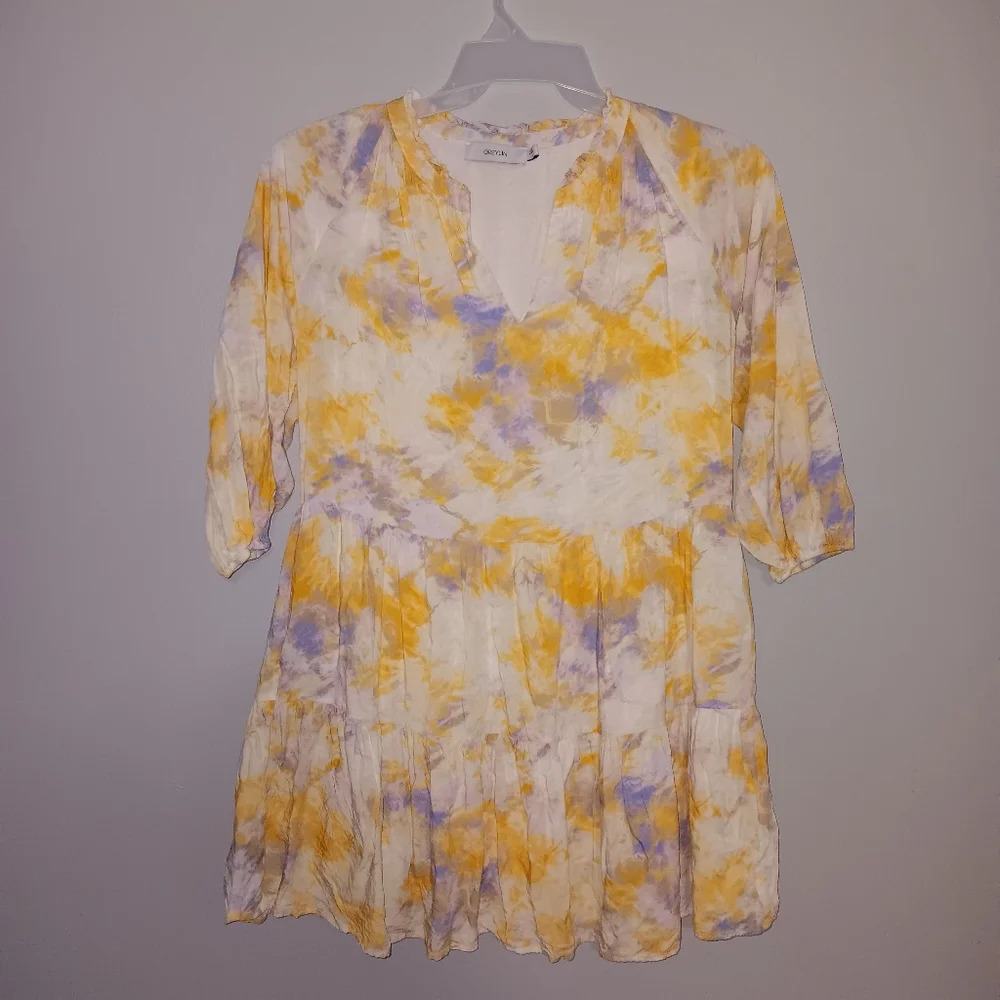 Greylin by anthropologie women's mini dress size S yellow and purple